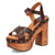 Dingo Womens Lotus Wooden Brown Leather Stud Sandals Shoes