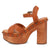 Dingo Womens Lotus Wooden Russet Leather Stud Sandals Shoes