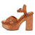 Dingo Womens Lotus Wooden Tan Leather Stud Sandals Shoes