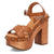 Dingo Womens Lotus Wooden Tan Leather Stud Sandals Shoes
