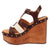 Dingo Womens Cosmo Wooden Brown Leather Stud Sandals Shoes