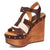 Dingo Womens Cosmo Wooden Brown Leather Stud Sandals Shoes