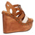 Dingo Womens Cosmo Wooden Tan Leather Stud Sandals Shoes
