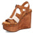 Dingo Womens Cosmo Wooden Tan Leather Stud Sandals Shoes