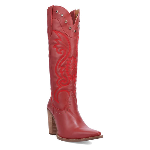 Dingo Womens Rock N Rebel Red Leather 16in Cowboy Boots