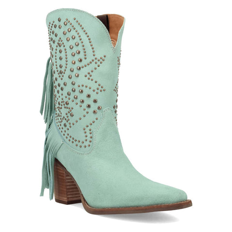 Dingo Womens Star Power Bootie Mint Suede 9in Cowboy Boots