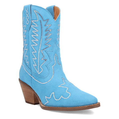 Dingo Womens Tiny Pony Bootie Blue Suede 8in Fashion Boots