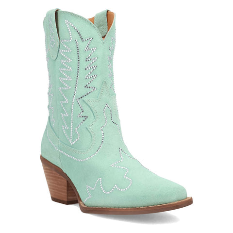 Dingo Womens Tiny Pony Bootie Mint Suede 8in Fashion Boots