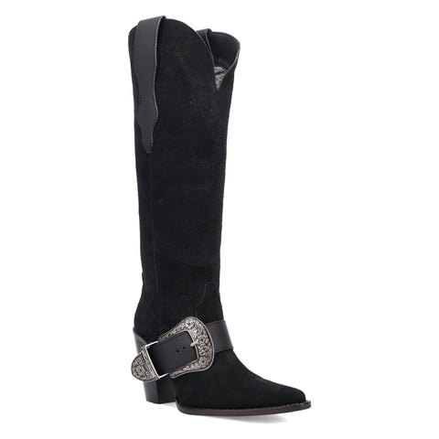 Dingo Womens Yeehottie Black Suede 18in Fashion Boots