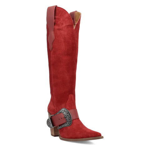 Dingo Womens Yeehottie Red Suede 18in Fashion Boots
