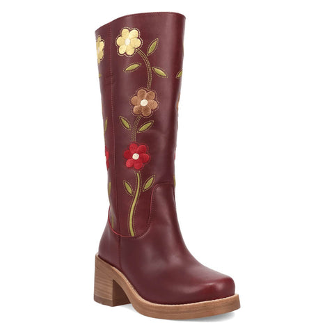 Dingo Womens Bloom Merlot Leather 14in Cowboy Boots