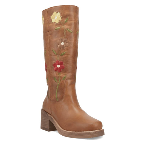 Dingo Womens Bloom Tan Leather 14in Cowboy Boots
