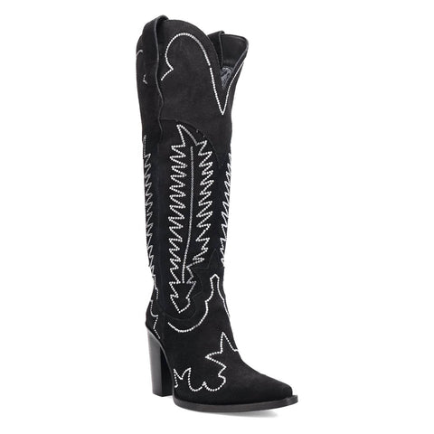 Dingo Womens Double Take Black Suede 18in Cowboy Boots