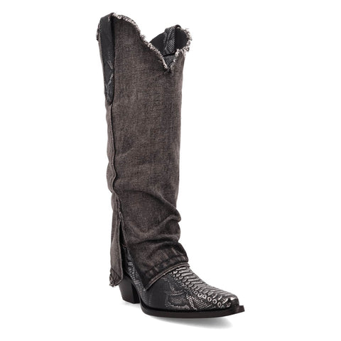 Dingo Womens Shabby Black Leather 16in Cowboy Boots