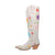Dingo Womens Flower Power White Suede Cowboy Boots