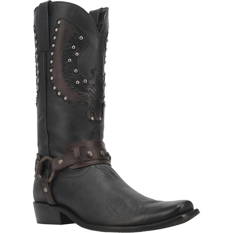 Dingo Mens War Eagle Cowboy Boots Leather Black