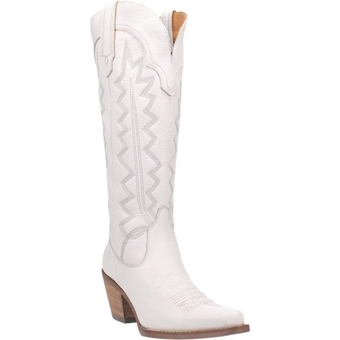 Dingo Womens High Cotton Cowboy Boots Leather White