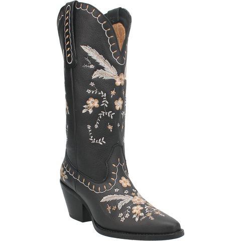 Dingo Womens Full Bloom Cowboy Boots Leather Black