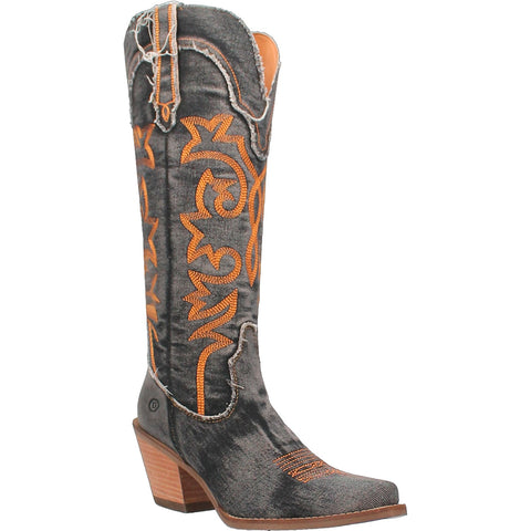 Dingo Womens Texas Tornado Black Denim Fashion Boots