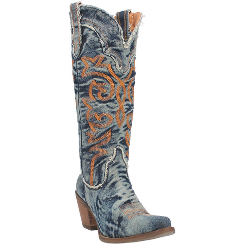 Dingo Womens Texas Tornado Cowboy Boots Leather Blue