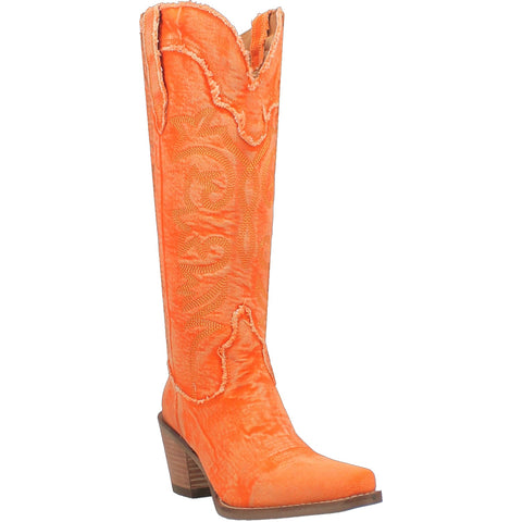 Dingo Womens Texas Tornado Orange Denim Fashion Boots
