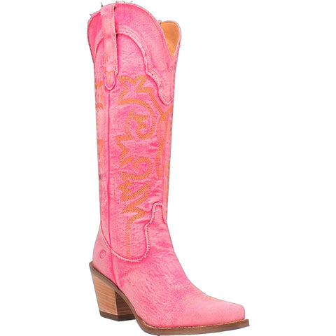 Dingo Womens Texas Tornado Pink Denim Fashion Boots
