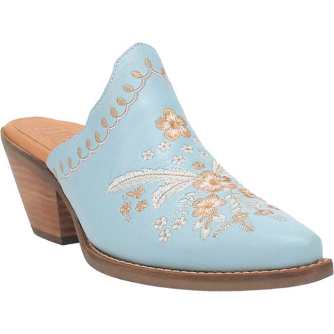 Dingo Womens Wildflower Mule Mule Shoes Leather Blue
