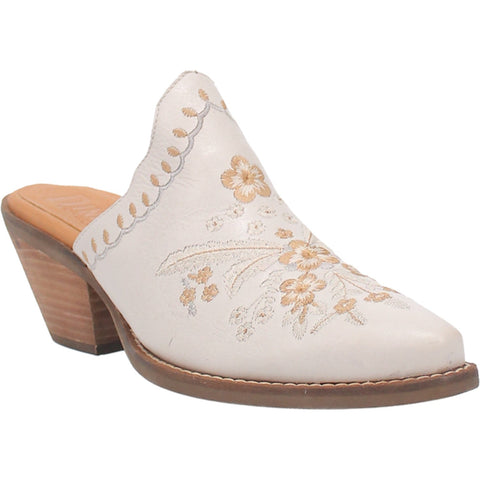 Dingo Womens Wildflower Mule Mule Shoes Leather White