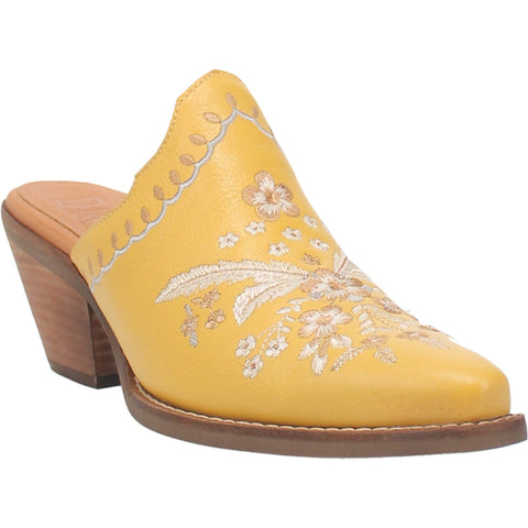 Dingo Womens Wildflower Mule Mule Shoes Leather Yellow