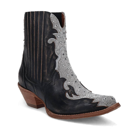 Dan Post Womens Crystalie Black Leather Ankle Boots 9.5 M
