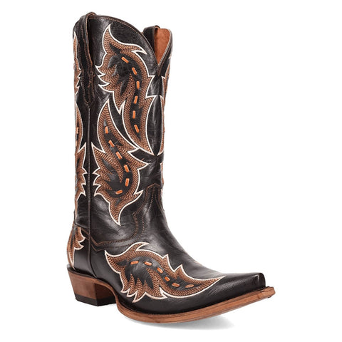 Dan Post Mens Racer Black Leather Cowboy Boots 9.5 D