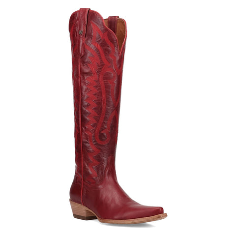 Dan Post Womens Heartland Red Leather 18in Zip Cowboy Boots