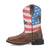Dan Post Youth Unisex Buck Brown/Flag Leather Cowboy Boots