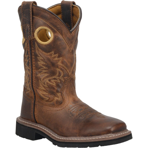 Dan Post Youth Boys Brown Amarillo 9in Square Toe Cowboy Boots Leather