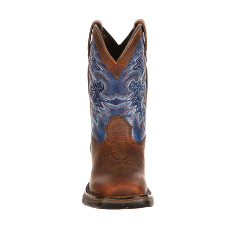 Lil' Durango Youth Boys Blue Leather Western Stitch Cowboy Boots