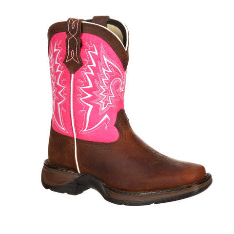 Lil' Durango Infant Girls Pink Leather Let Love Fly Western Cowboy Boots