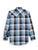 Ely and Walker Mens Western Plaid Snap Blue Poly/Cotton L/S Shirt