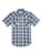 Ely and Walker Mens Plaid Snap Blue Poly/Cotton S/S Shirt