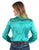 Cowgirl Tuff Womens Stretch Satin Pullover Turquoise/Copper Polyester L/S Shirt