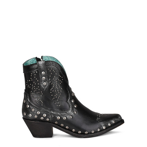 Corral Womens F1308 Black Leather Ankle Cowboy Boots