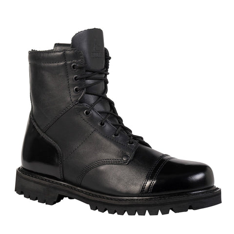 Rocky Mens Black Leather Lightweight 7in Side Zipper Jump Duty Boots