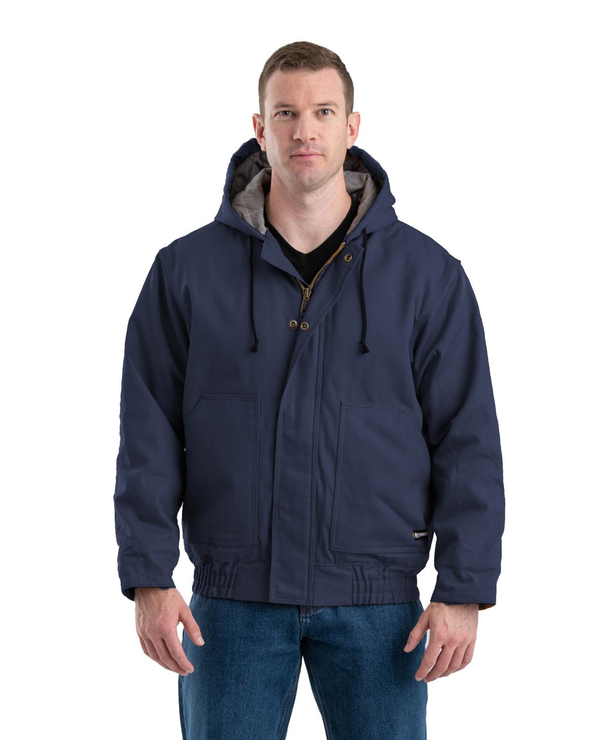 Berne Mens Navy Cotton Blend FR Hooded Jacket – The Western Company