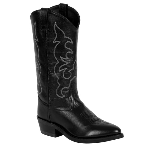 Old West Black Mens All Leather Stitch Narrow Round Toe 13in Cowboy Boots 13 EE