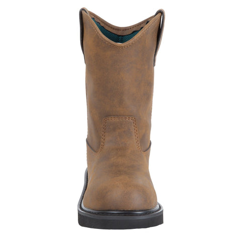 Georgia Kids Boys Brown ManMade 7in Pull On Chore Cowboy Boots