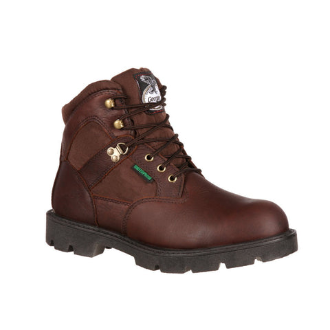 Georgia Homeland Mens Brown Leather Steel Toe Waterproof Work Boots