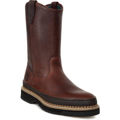 Georgia Giant Mens Soggy Brown Leather Wellington Pull On Work Boots