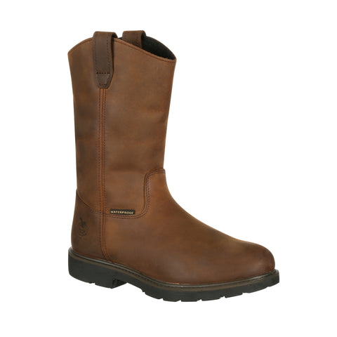 Georgia Mens Brown Leather Waterproof Welly Work Boots