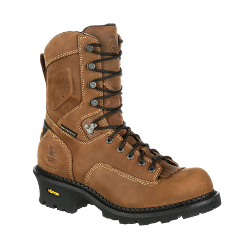 Georgia Mens Brown Leather Core WP Logger Boots