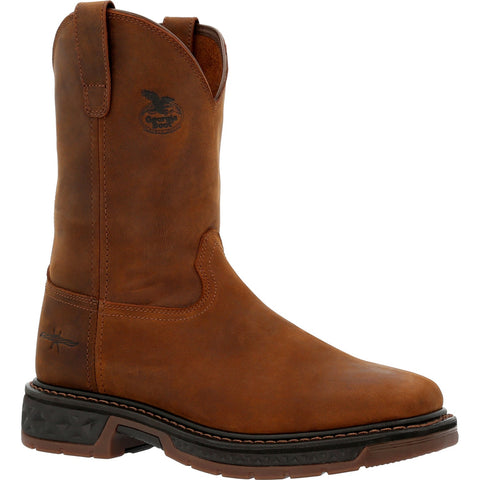 Georgia Mens Carbo-Tec LT Pull On Brown Leather Work Boots 11 W