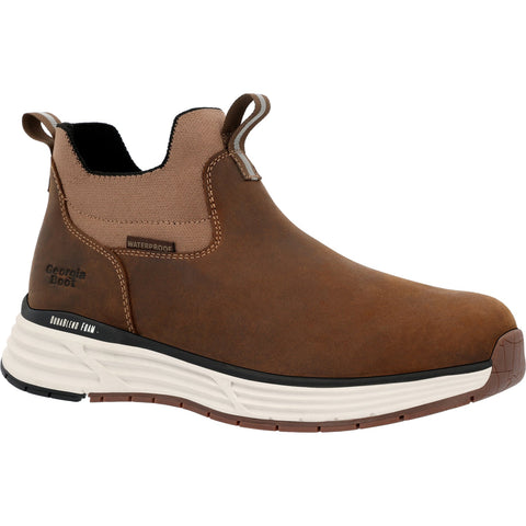 Georgia Mens Durablend Sport WP Chelsea Brown Leather 5in Work Boots